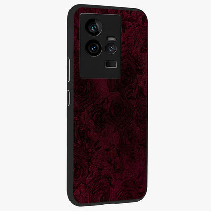 Crimson Fade Flow Glass Case upright view showcasing dynamic crimson flow artwork with stylish abstract theme.