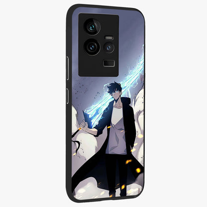 Dark Lightning Anime Warrior Glass Case upright view showcasing dramatic warrior artwork with dark lightning aesthetic.
