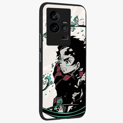 Demon Slayer Glass Case upright view showcasing powerful anime artwork with intense warrior theme.