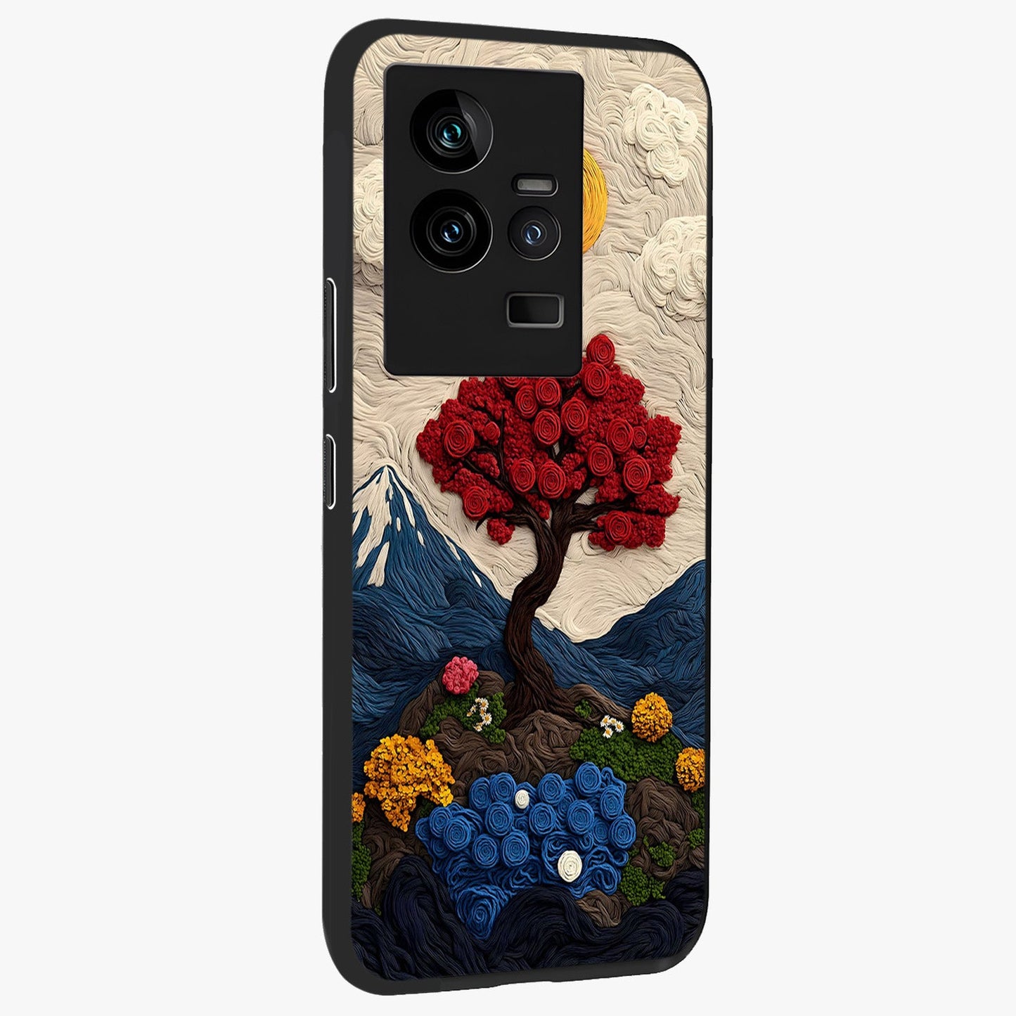Eternal Nature Tapestry Glass Case upright view showcasing elegant nature tapestry design with decorative style.