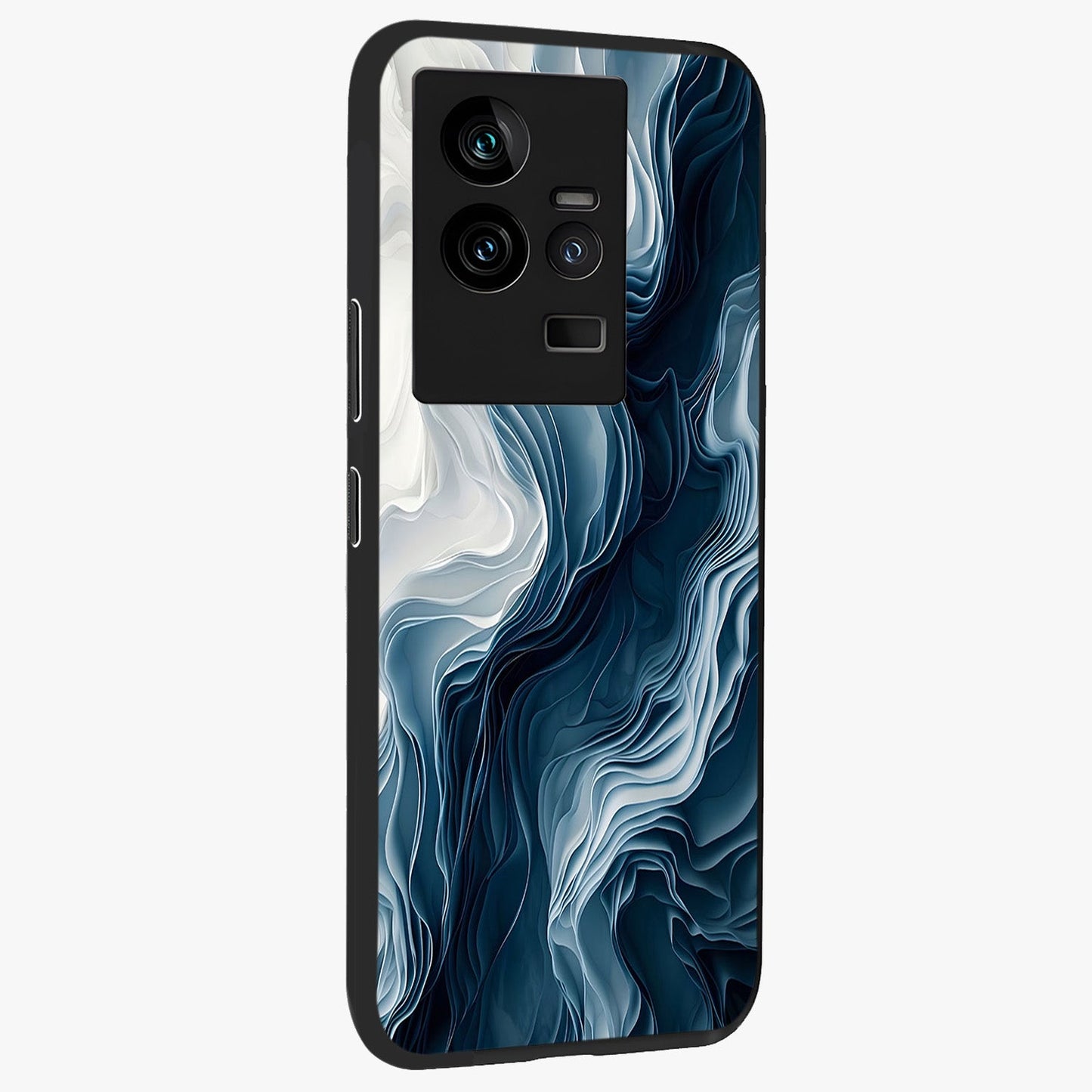 Ethereal Paper Marble Glass Case upright view showcasing smooth marble artwork with refined minimalist theme.