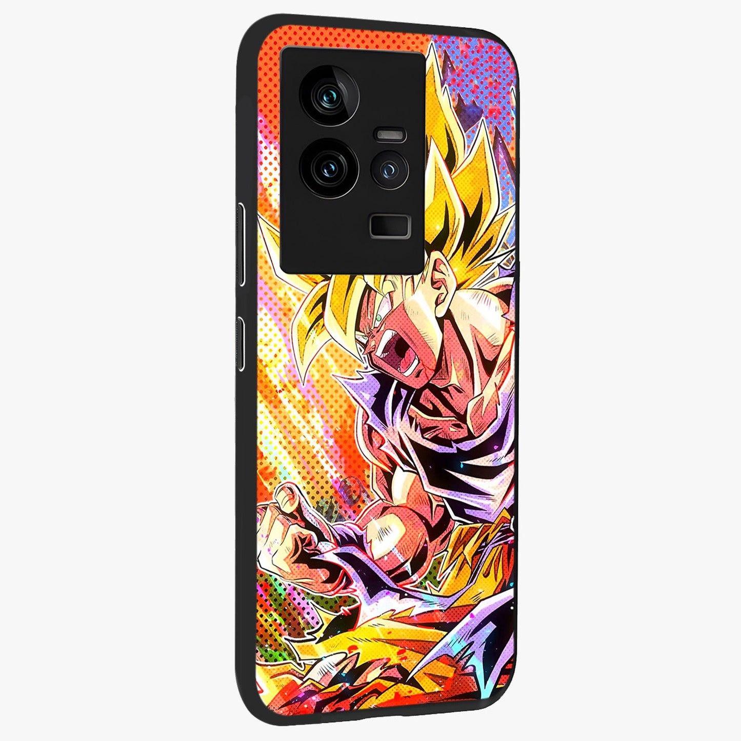 Firing Goku Glass Case upright view showcasing energetic anime artwork with bold warrior theme.