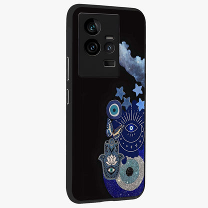 Galactic Charm Cluster Glass Case upright view showcasing glowing cosmic charm artwork with magical celestial style.
