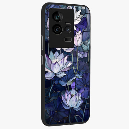 Gloss Petal Rush Glass Case upright view showcasing dynamic floral petal artwork with modern botanical theme.