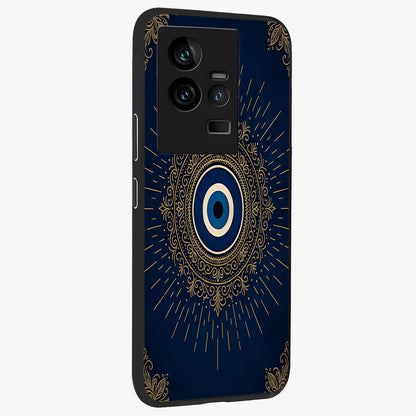 Golden Celestial Charm Glass Case upright view showcasing radiant celestial artwork with elegant golden theme.