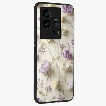 Lilac Breeze Harmony Glass Case upright view showcasing delicate lilac artwork with peaceful floral theme.