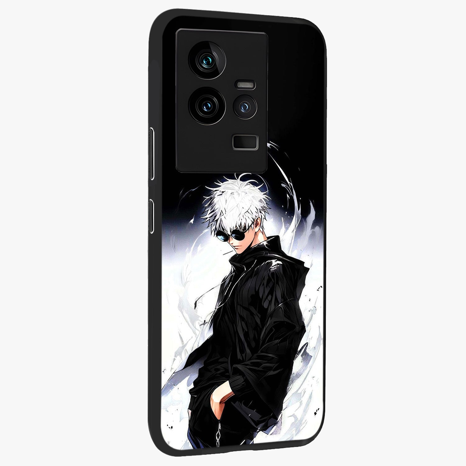 Limitless Shadow King Glass Case upright view showcasing bold shadow warrior artwork with epic fantasy theme.