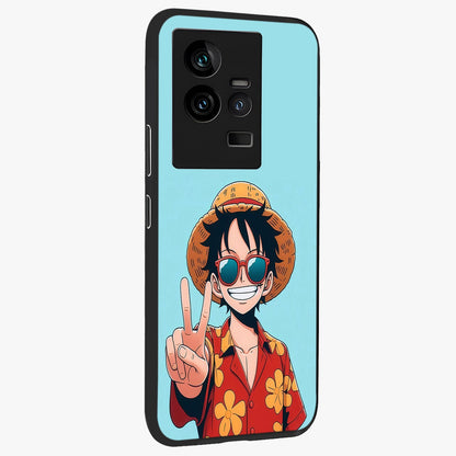 Luffy Summer Anime Vibe Glass Case upright view showcasing dynamic anime artwork with bright adventurous theme.