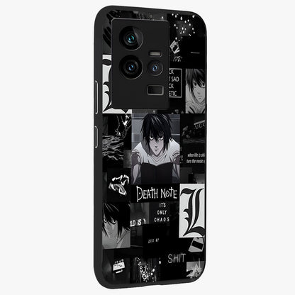 Midnight Chaos Mind Glass Case upright view showcasing expressive abstract artwork with bold dark theme.
