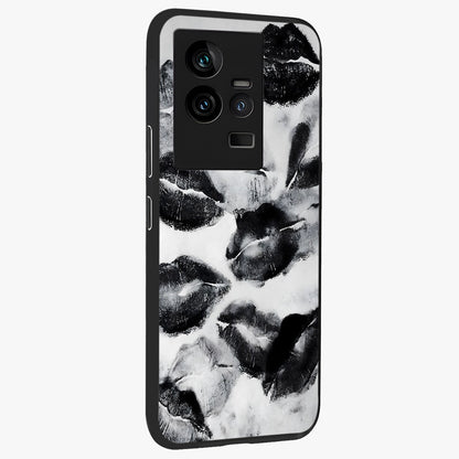 Midnight Kiss Marks Glass Case upright view showcasing stylish kiss mark artwork with trendy romantic theme.