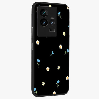 Minimal Petal Whispers Glass Case upright view showcasing elegant floral artwork with modern minimalist style.