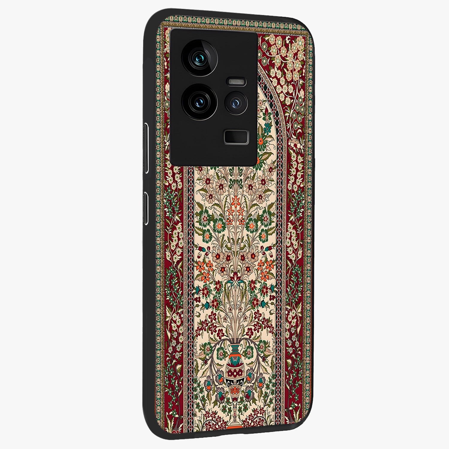 Persian Inspired Glass Case upright view showcasing decorative Persian artwork with rich heritage theme.
