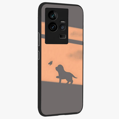 Puppy Shadow Art Glass Case upright view showcasing charming puppy artwork with creative silhouette theme.