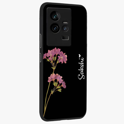 Riching Lavender Flower Custom Name Glass Case upright view showcasing elegant lavender floral artwork with personalized aesthetic.