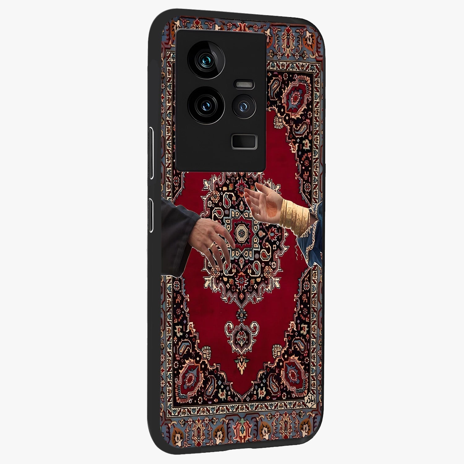 Royal Touch Reach Glass Case upright view showcasing stylish royal inspired artwork with graceful theme.