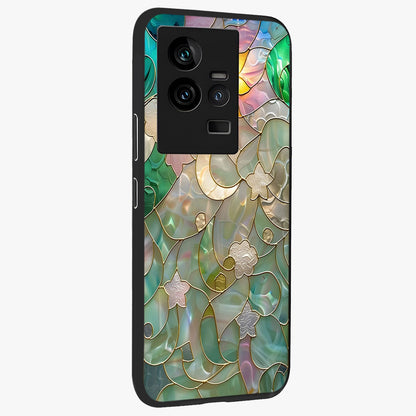 Stained Sunrise Glow Glass Case upright view showcasing colorful sunrise artwork with warm morning theme.