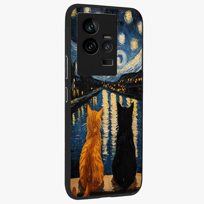 Starry River Cats Glass Case upright view showcasing adorable cat artwork with magical river and stars theme.