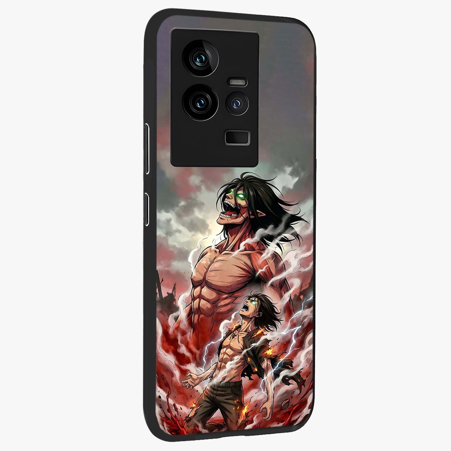 Titan Awakening Fury Glass Case upright view showcasing intense titan artwork with epic fantasy theme.
