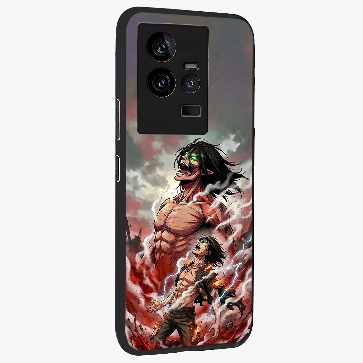 Titan Awakening Fury Glass Case upright view showcasing intense titan artwork with epic fantasy theme.