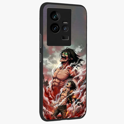 Titan Awakening Fury Glass Case upright view showcasing intense titan artwork with epic fantasy theme.