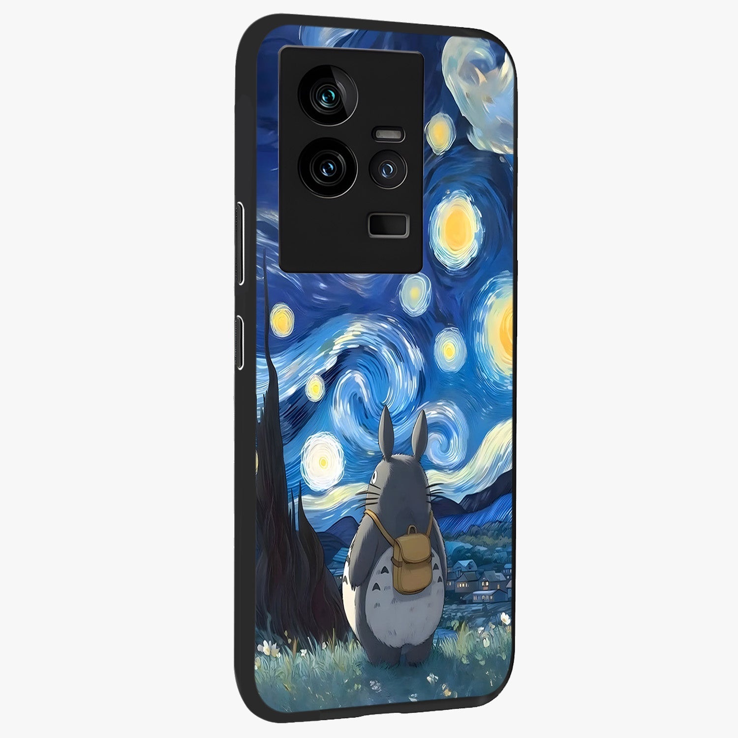 Totoro In Van Gogh Art Glass Case upright view showcasing creative character artwork with painterly artistic theme.