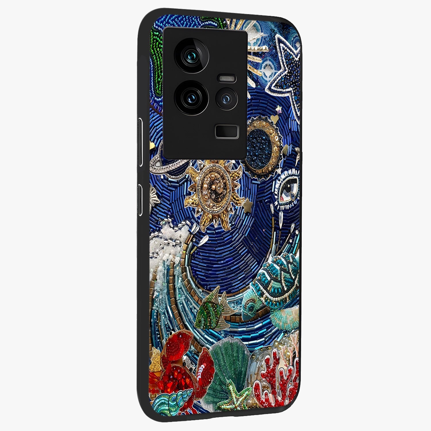 Universe Underwater Spark Glass Case upright view showcasing magical underwater galaxy artwork with vibrant cosmic theme.