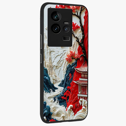 Whispers Of Sakura Waves Glass Case upright view showcasing delicate cherry blossom artwork with elegant nature theme.