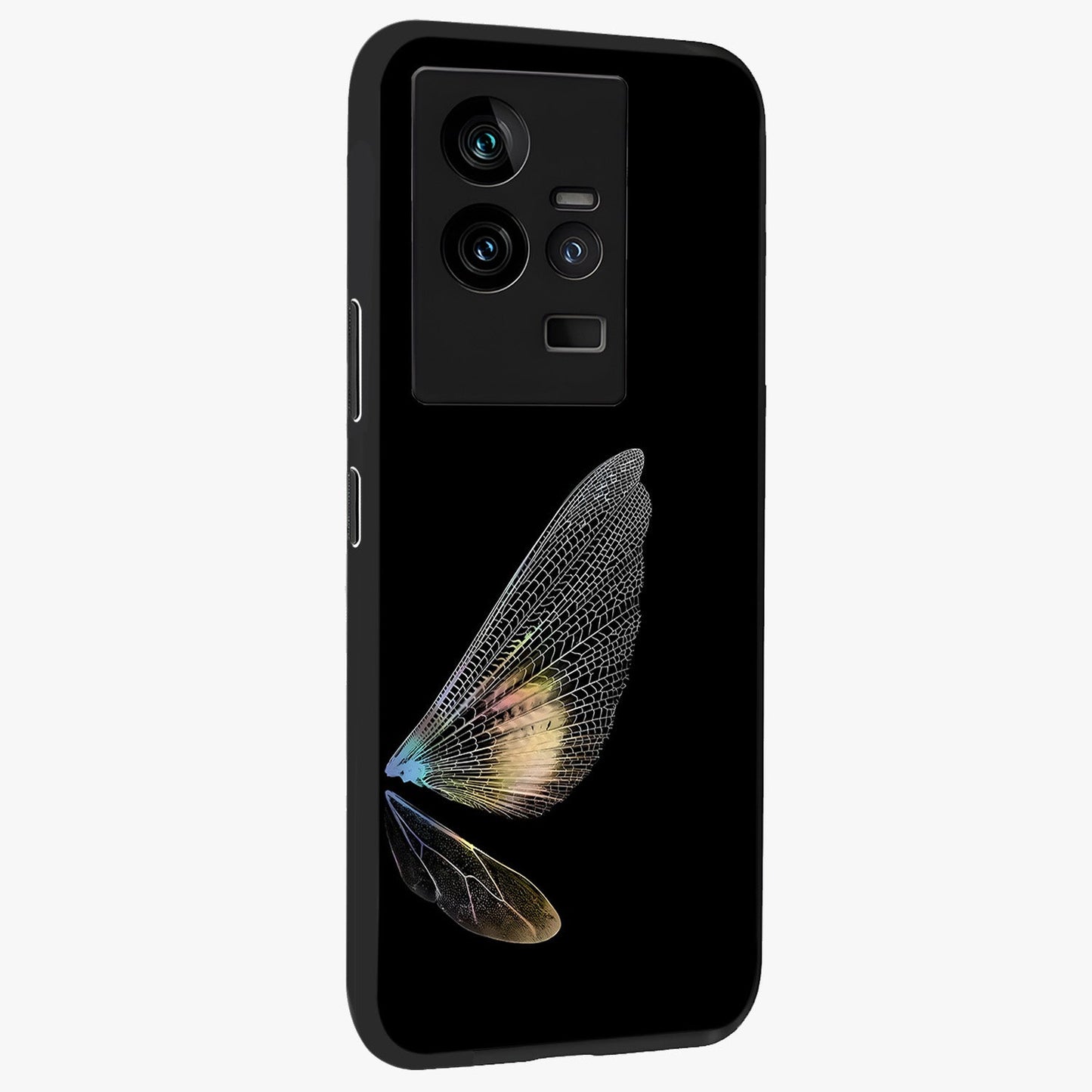 Whispers Of Wings Glass Case upright view showcasing elegant wing artwork with light airy theme.