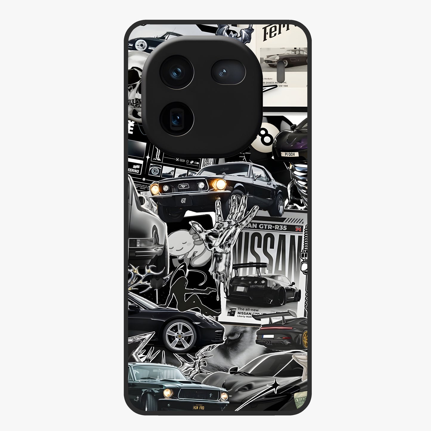 Aesthetic Dark Love Glass Case showing flat back view with dark romantic artwork and glossy glass finish.