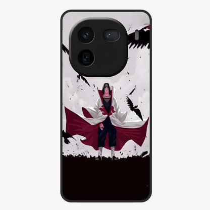 Crimson Crow Ascension Glass Case showing flat back view with mystical crow artwork and glossy glass finish.