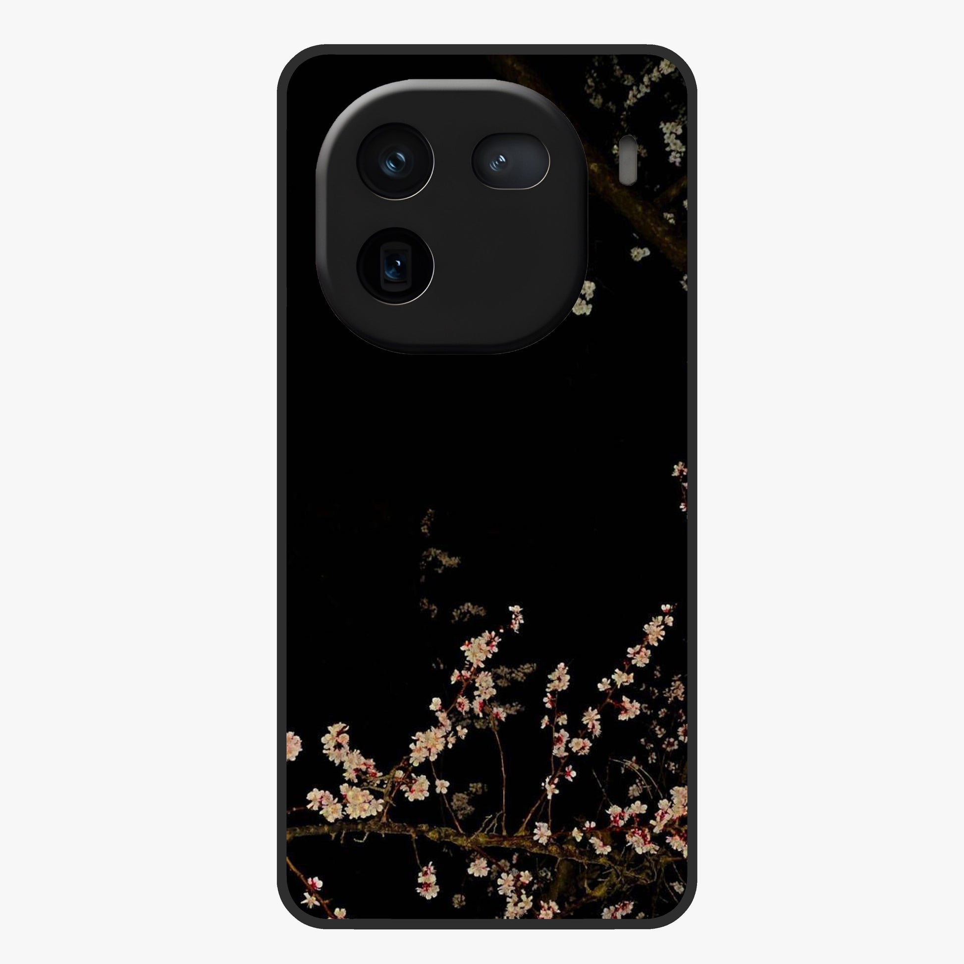 Petal Moon Light With Custom Name Glass Case showing flat back view with floral moonlight artwork and personalized name design.