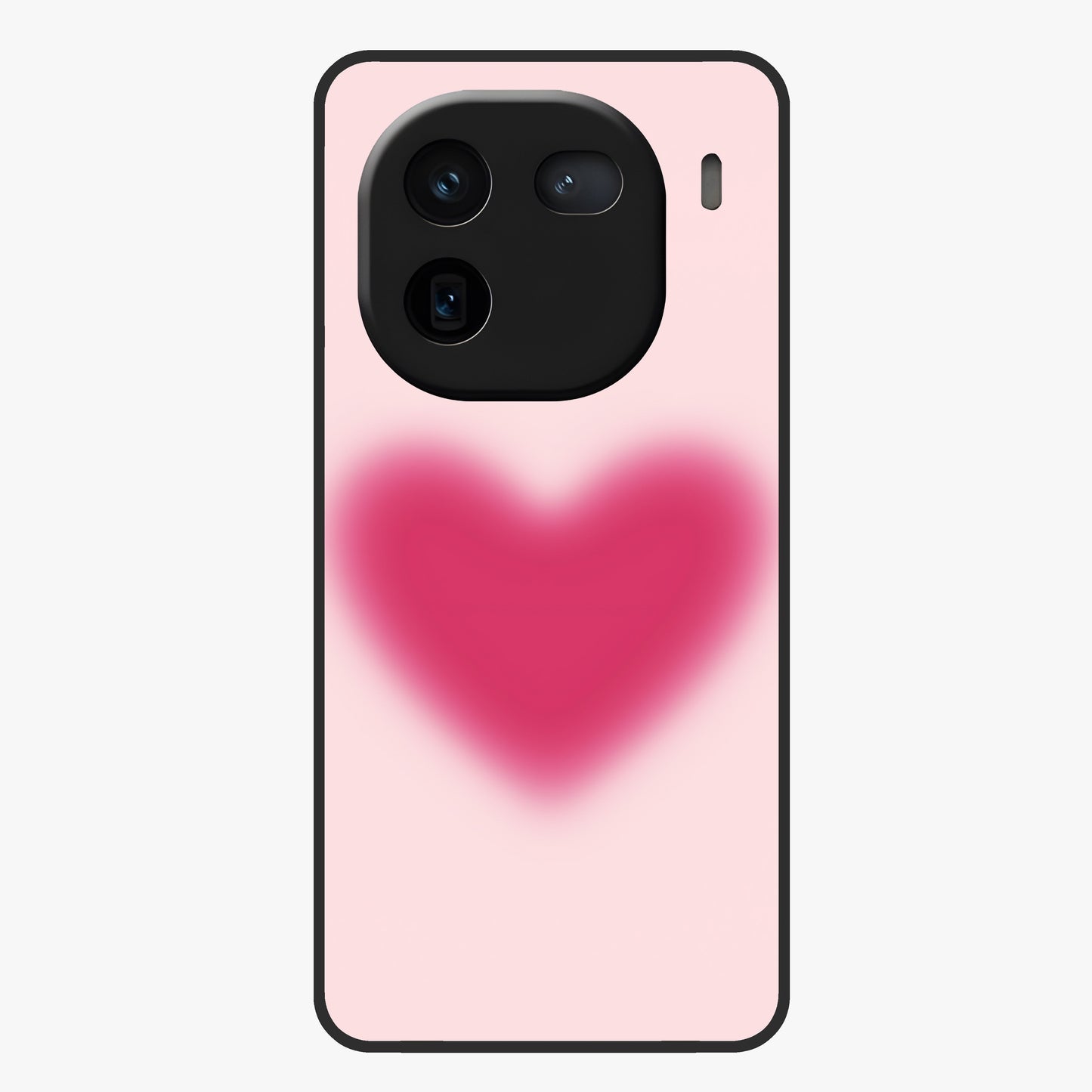 Pink Aura Heart Glass Case showing flat back view with glowing heart artwork and glossy glass finish.