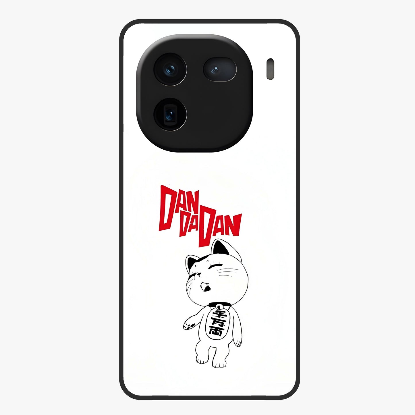 Playful Spirit Charm Glass Case showing flat back view with cheerful charm themed artwork and glossy glass finish.
