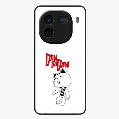 Playful Spirit Charm Glass Case showing flat back view with cheerful charm themed artwork and glossy glass finish.
