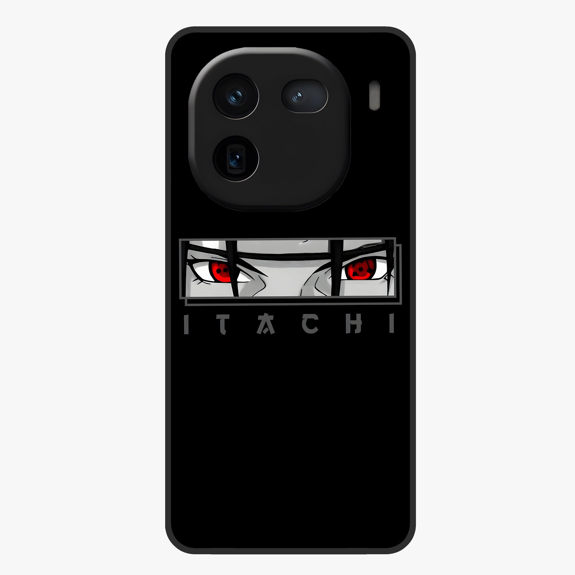 Scarlet Gaze Dominance Glass Case showing flat back view with striking red themed artwork and glossy glass finish.