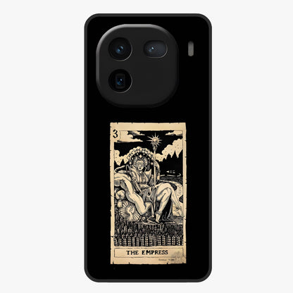 The Empress Glass Case showing flat back view with regal feminine artwork and glossy glass finish.