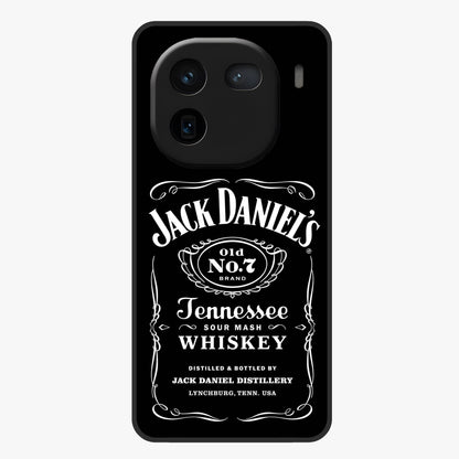 Vintage Whiskey Heritage Glass Case showing flat back view with classic whiskey inspired artwork and glossy glass finish.