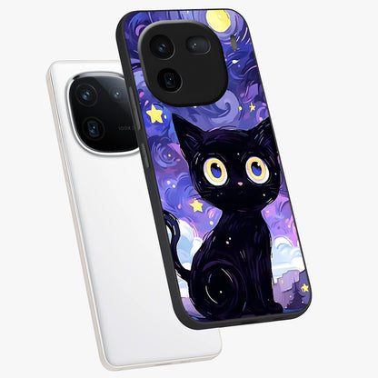 Abstract Cat Art Glass Case displayed in angled mockup highlighting modern abstract cat artwork and sleek glass surface.