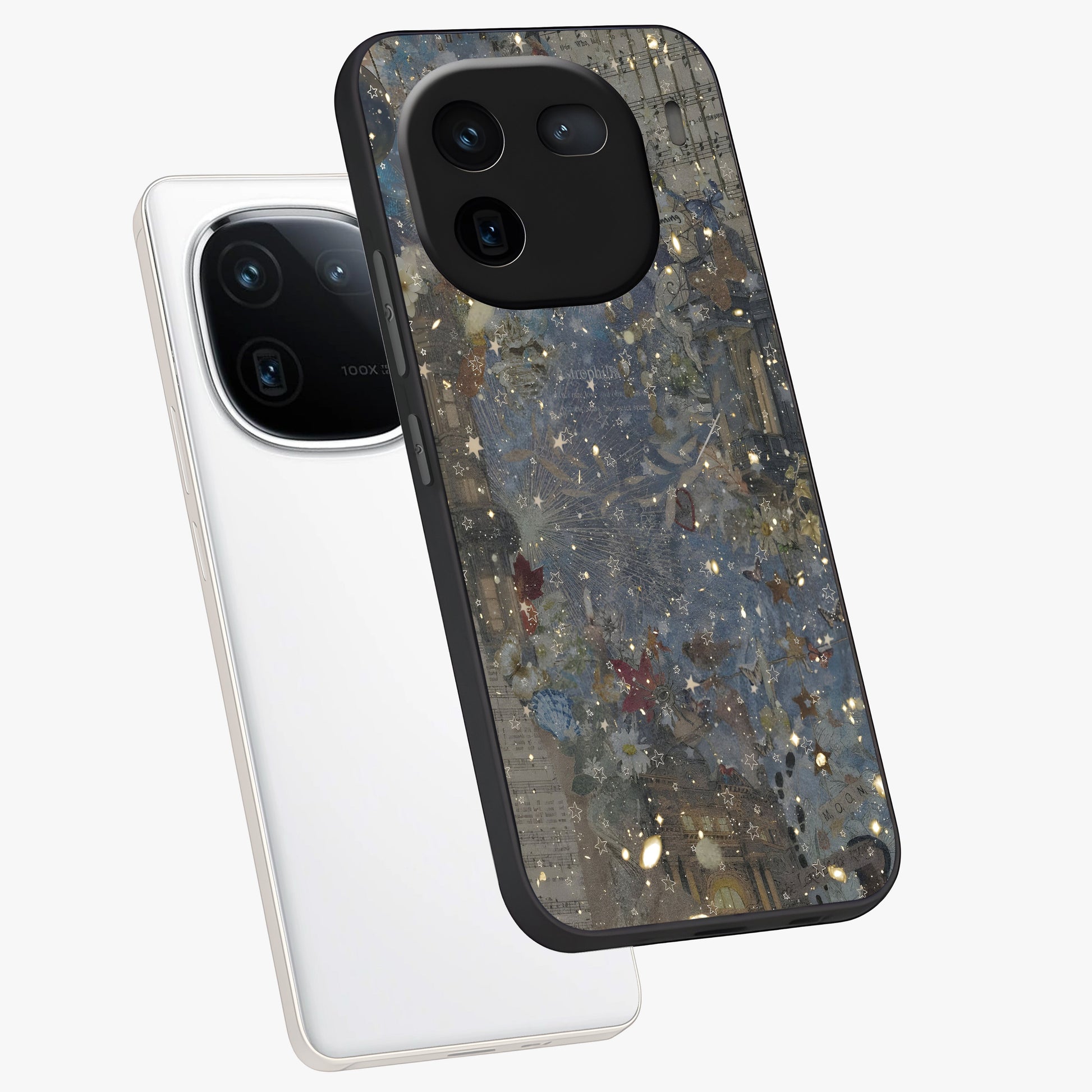 Aesthetic Astrolophia Glass Case displayed in angled mockup highlighting artistic aesthetic elements and smooth glass surface.
