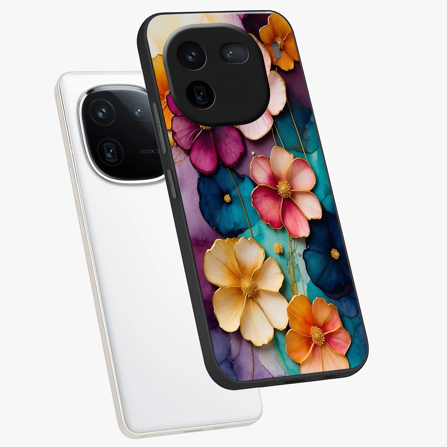 Artlyn Grace Flower Pattern Glass Case displayed in angled mockup highlighting delicate flower pattern design and smooth glass surface.