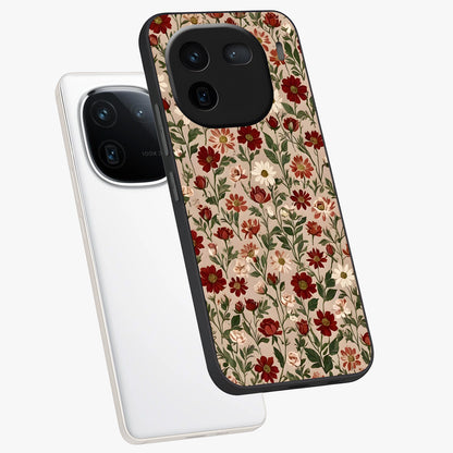 Biege Flower With Leaf Glass Case displayed in angled mockup highlighting minimal floral leaf design and elegant aesthetic.