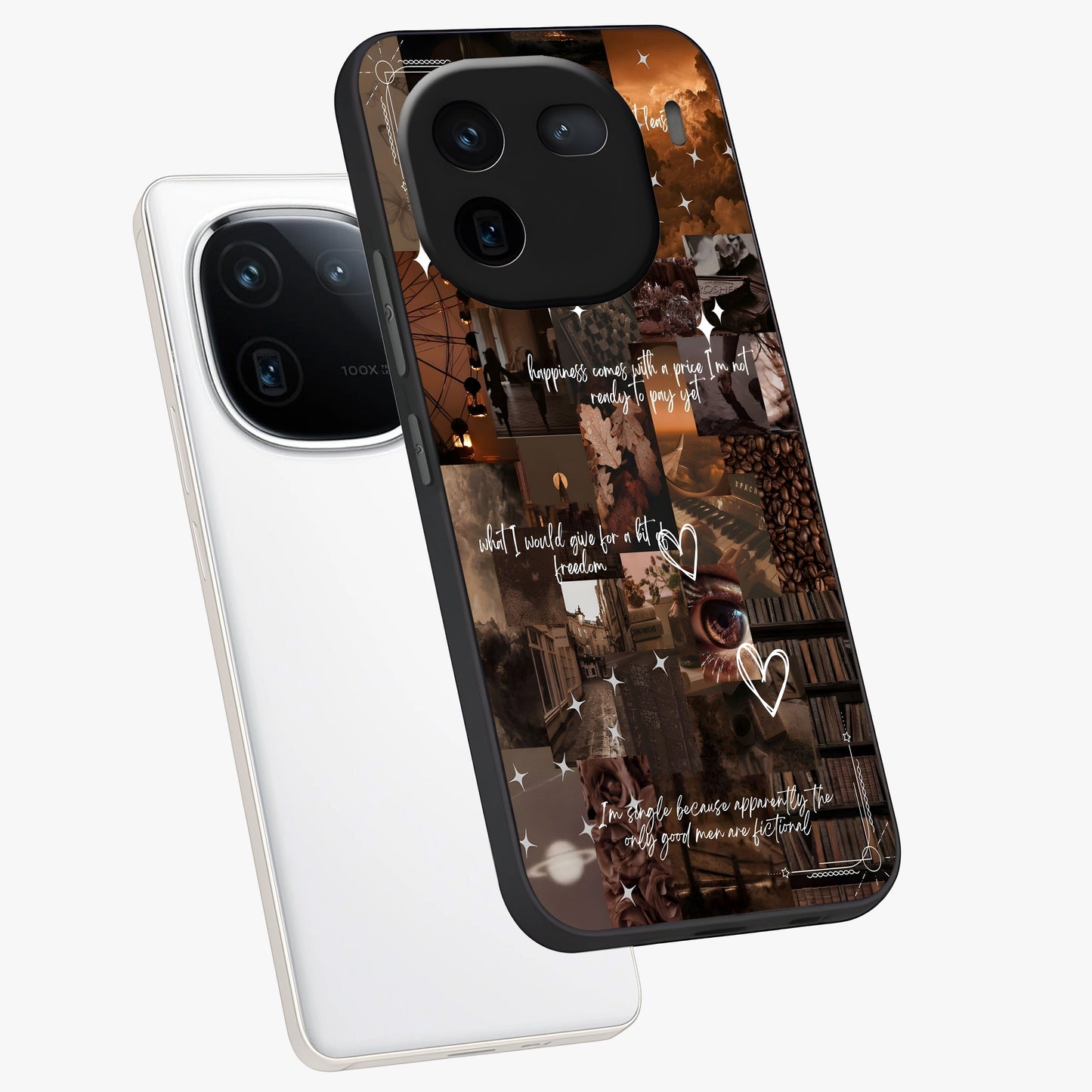Bittersweet Aesthetic Chaos Glass Case displayed in angled mockup highlighting expressive abstract artwork and edgy aesthetic theme.