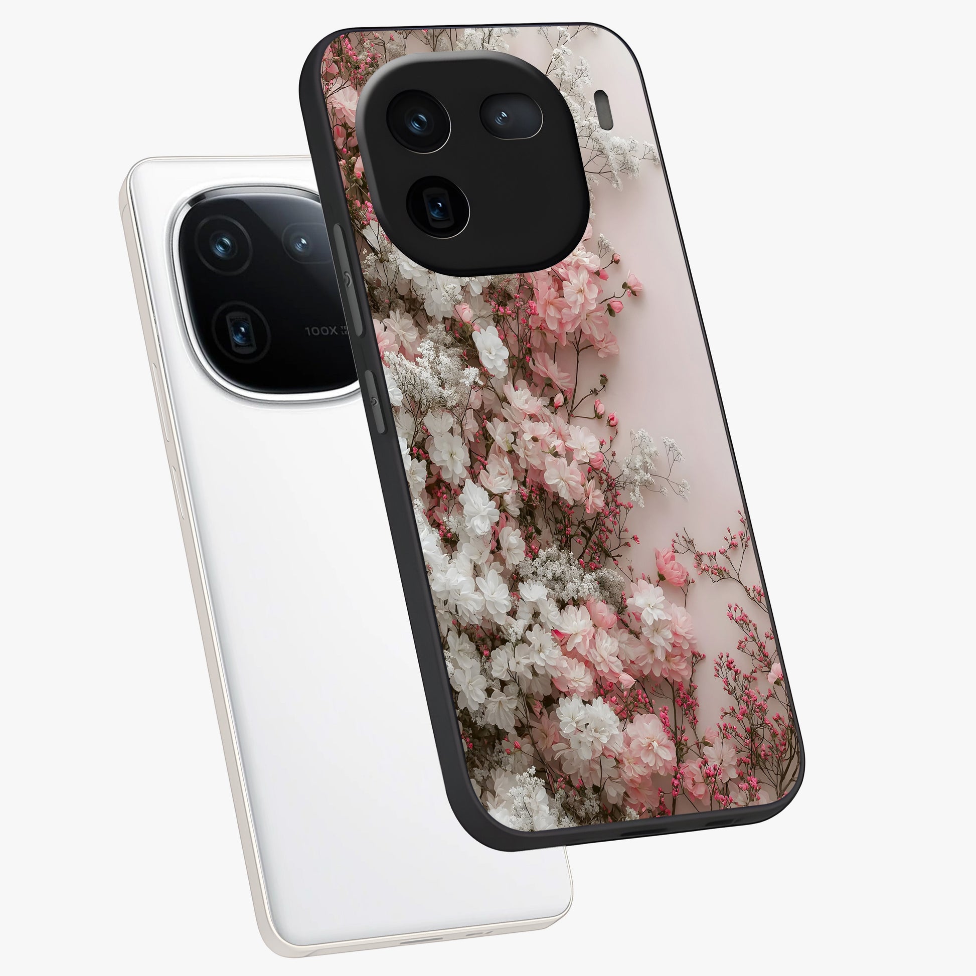 Blush Blossom Cloud Glass Case displayed in angled mockup highlighting soft cloud and blossom design with pastel aesthetic.