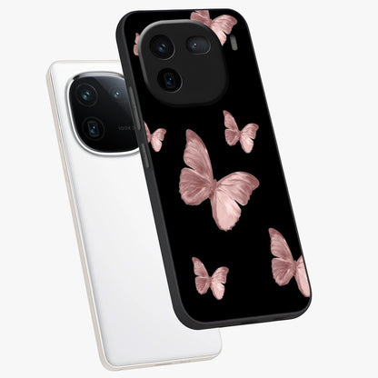Butterfly Pattern Glass Case displayed in angled mockup highlighting delicate butterfly design and aesthetic pattern style.