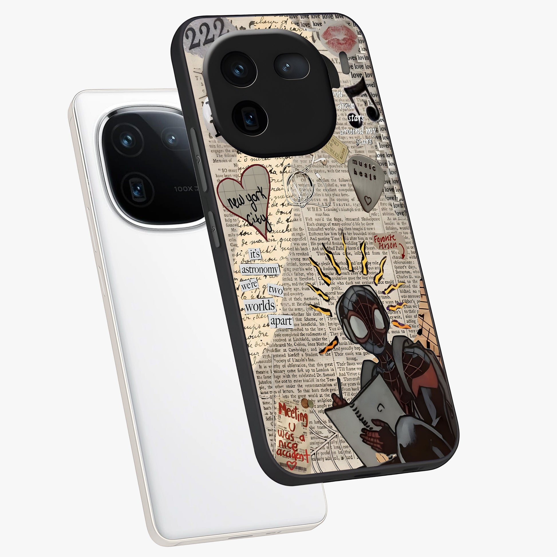 City Dream Sketch Glass Case displayed in angled mockup highlighting minimal city illustration with aesthetic sketch style.