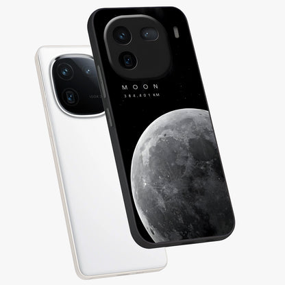 Cosmic Moon Glow Glass Case displayed in angled mockup highlighting celestial moon design with cosmic aesthetic theme.