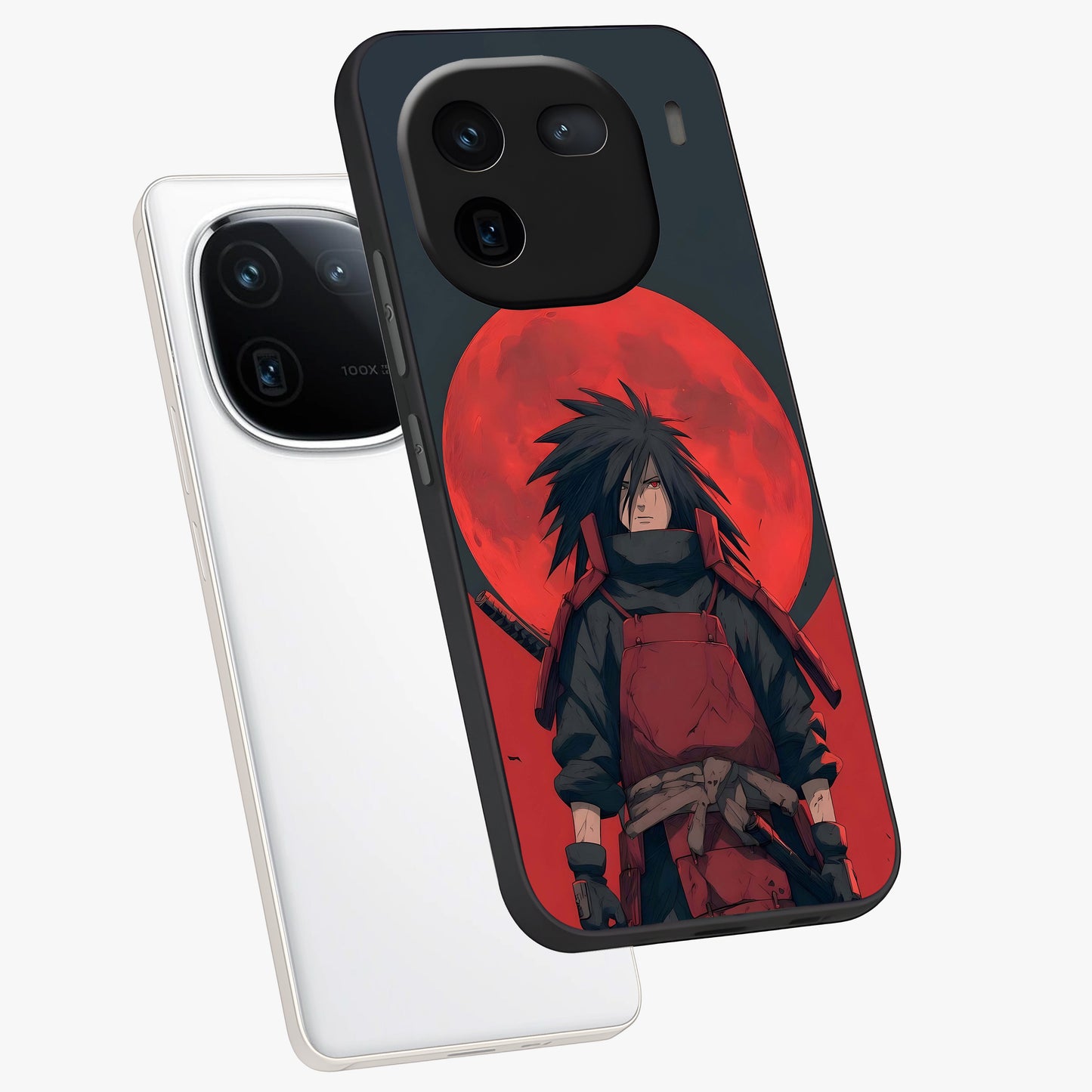 Crimson Moon Warlord Glass Case displayed in angled mockup highlighting dramatic crimson moon design with fantasy aesthetic.