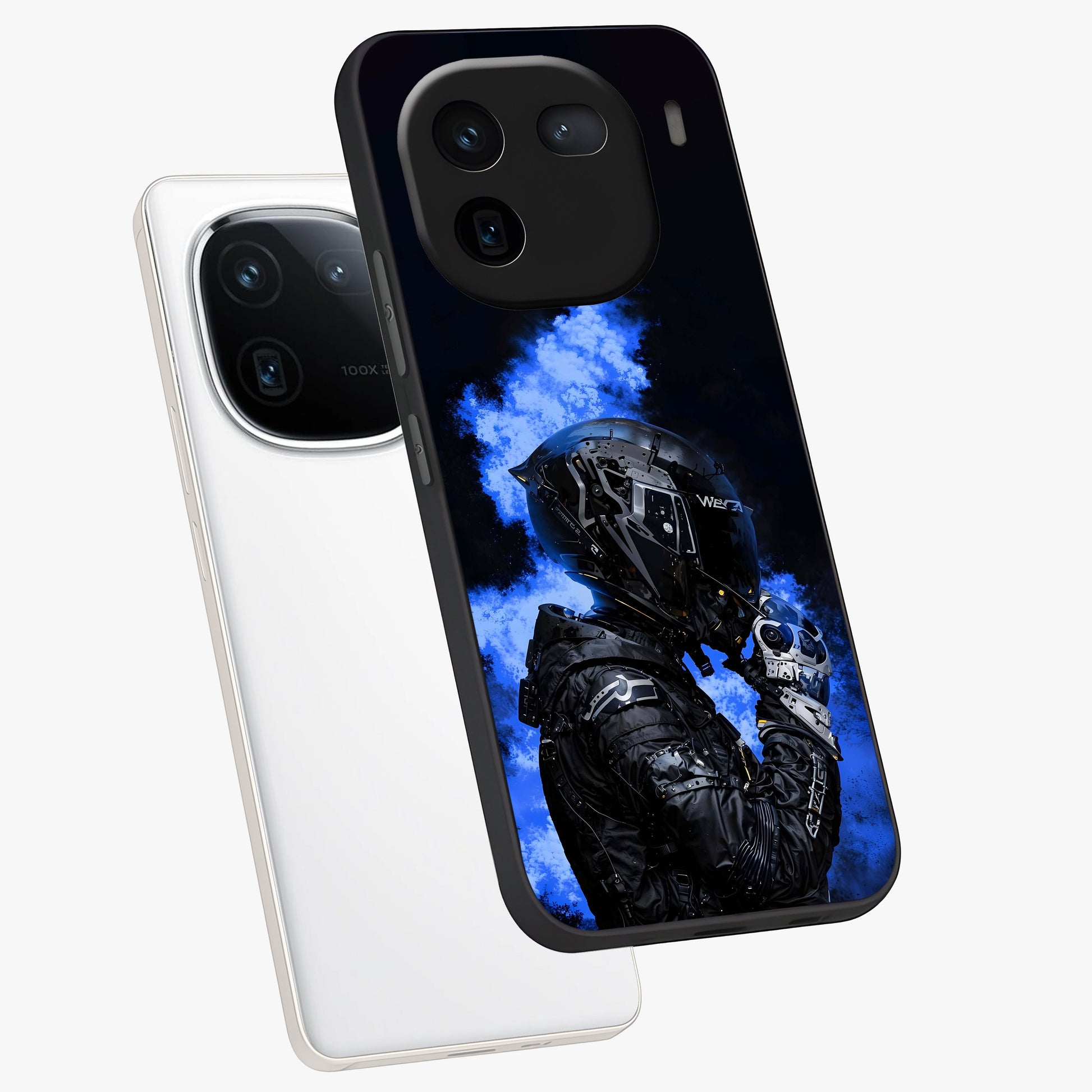 Cyber Sentinel Protocol Glass Case displayed in angled mockup highlighting digital cyber design with sci-fi aesthetic style.