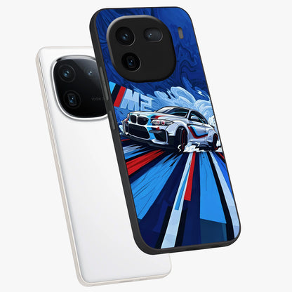 Drift Power Rush Glass Case displayed in angled mockup highlighting powerful drift car design with sporty aesthetic style.