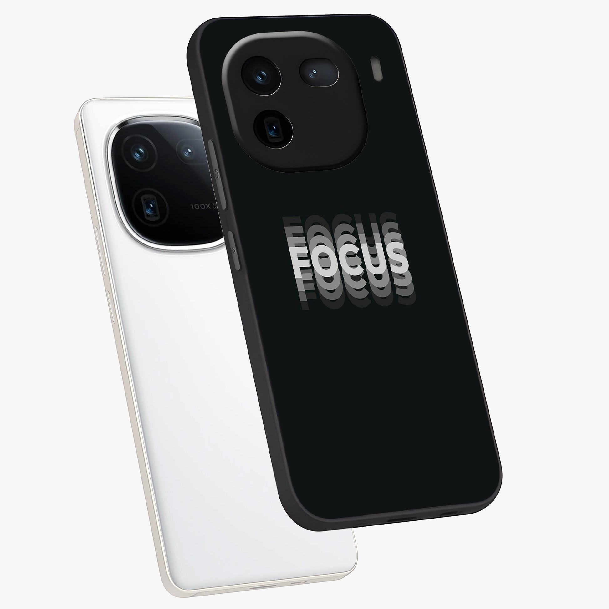 Focus Mode On Glass Case displayed in angled mockup highlighting clean minimal text artwork with modern aesthetic style.